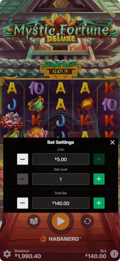 Bet settings Mystic Fortune Deluxe